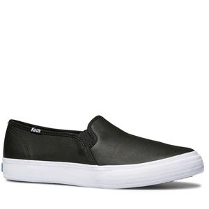 Keds Double Decker Leather Slip Ons Black 8.5